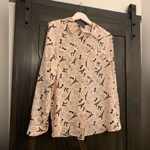 Karl Lagerfeld Love From Paris Button Down Blouse